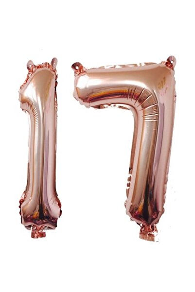 OEM Set de 2 baloane folie cu numere, auriu-roz, aniversare 17 ani, 105 cm