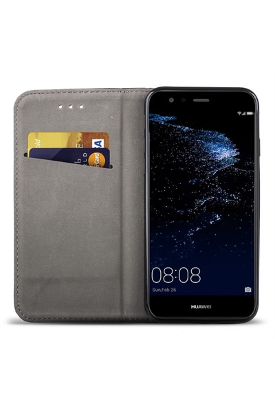 MOOZY Flip Cover for Huawei P10 Lite, Black, Leather