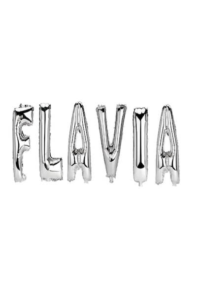 OEM Set de baloane cu litere „Flavia”, argintii, 40 cm