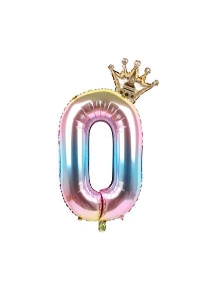 OEM Balon Numărul 0, Multicolor cu Coroană, 80cm