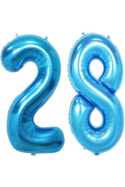 OEM Set 2 baloane folie, ESB, Albastru, aniversare 28 ani, 100 cm