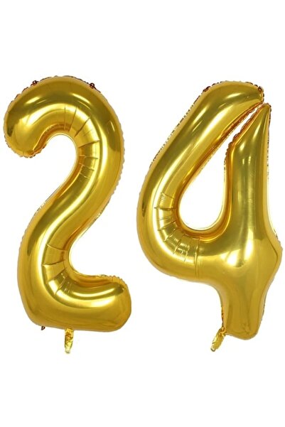OEM Set 2 baloane folie cifra, ESB, Auriu, aniversare 24 ani, 105 cm