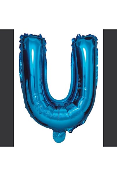 Balon blue metallic foil, DOMI PARTY & GIFTS, letter U, 40 cm