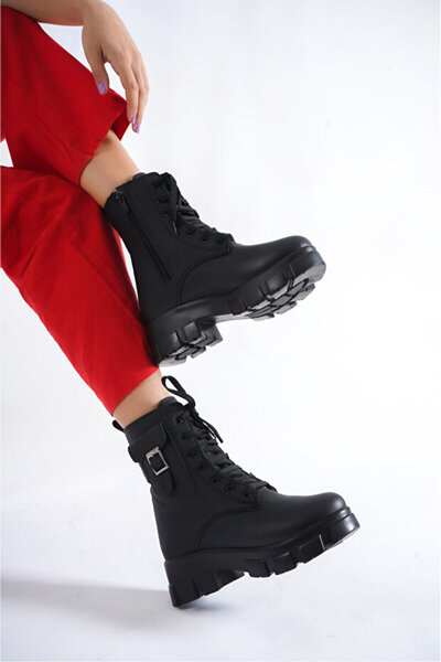 nambert Kadın Siyah Cepli İçi Yünlü Günlük Postal Bot NBR0206