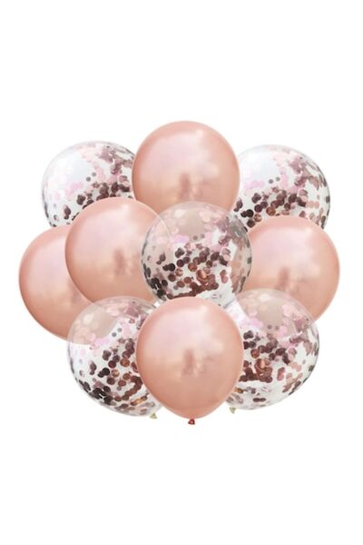 OEM Set 10 Baloane cu Confeti, Auriu Roz