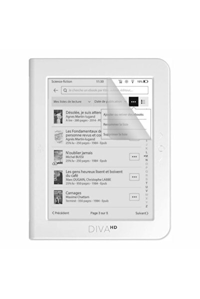 COMANDO Ecran protector tip hârtie compatibil cu BOOKEEN Diva - Protector covoraș pentru cititor de cărți electronice