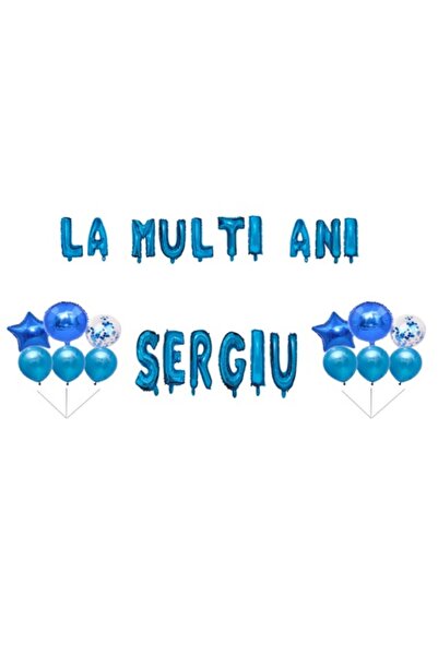 OEM Set Baloane La multi ani Sergiu , Cake topper , Albastru ,35Buc