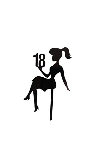 OEM Cake Topper Lady 18, majorat, negru