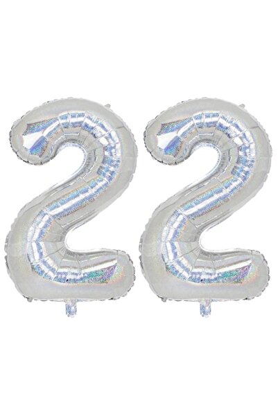 OEM Set de 2 baloane folie cu numere, ESB, holografice, aniversare 22, 100 cm