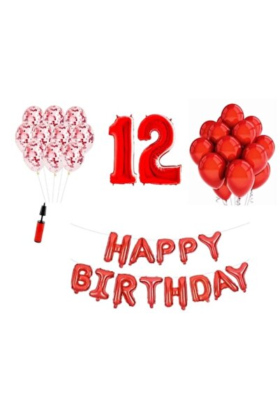 OEM Set de 36 de baloane „La mulți ani” pentru a 12-a aniversare, număr folie...