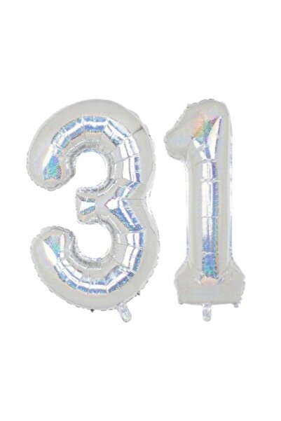 OEM Set de 2 baloane holografice din folie cu numere, ESB, aniversare 31 de a...