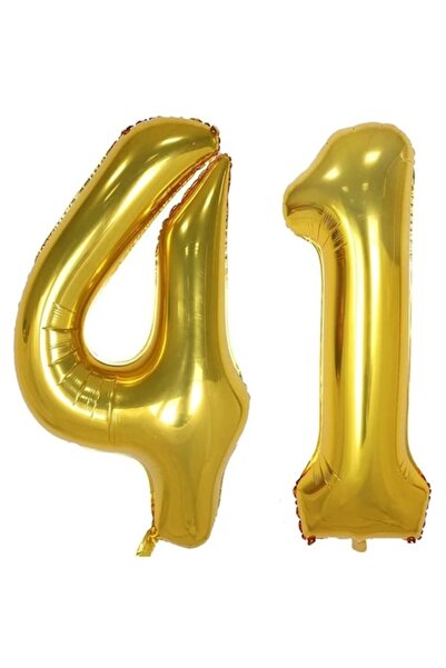 OEM Set de 2 baloane folie cu numere, ESB, aurii, aniversare 41 de ani, 100 cm