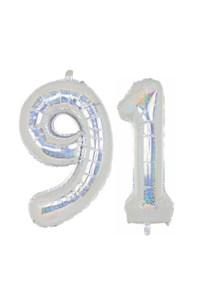 OEM Set 2 baloane folie cifra, ESB, Holografic, aniversare 91 ani, 100 cm