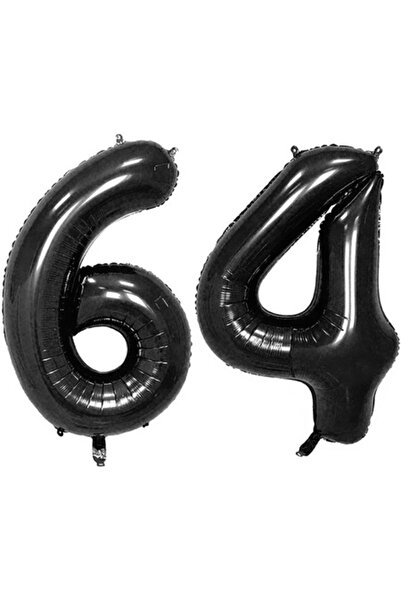 OEM Set of 2 foil number balloons, ESB, Black, '64' anniversary, 105 cm