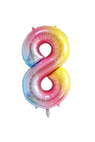 Domi Party & Gifts Balon folie, Domi Party & Gifts, Curcubeu, cifra 8, 100 cm