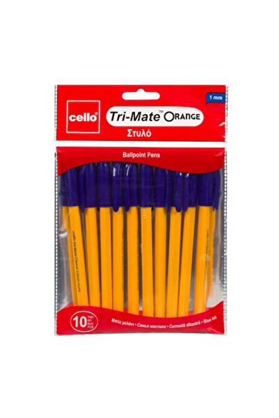 OEM Set pixuri cu bilă Cello Tri‑Mate, 1,0 mm, cerneală albastră, corp galben...