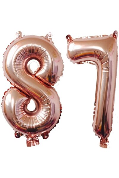 OEM Set 2 baloane folie, ESB, Auriu roz, aniversare 87 de ani, 100 cm