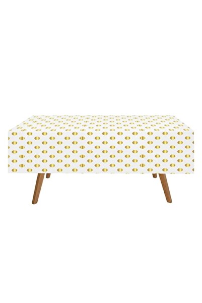 OEM Бяла пластмасова покривка за маса със златни фолио на точки 274x137 см