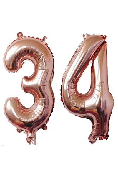 OEM Комплект от 2 фолийни балона, ESB, розово злато, 34-та годишнина, 100 см