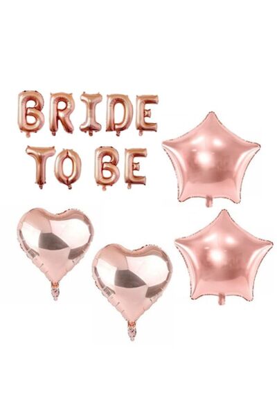 Smart Balon Set Baloane BRIDE BE Rose Gold, 2 inimioare și 2 stele 45 cm