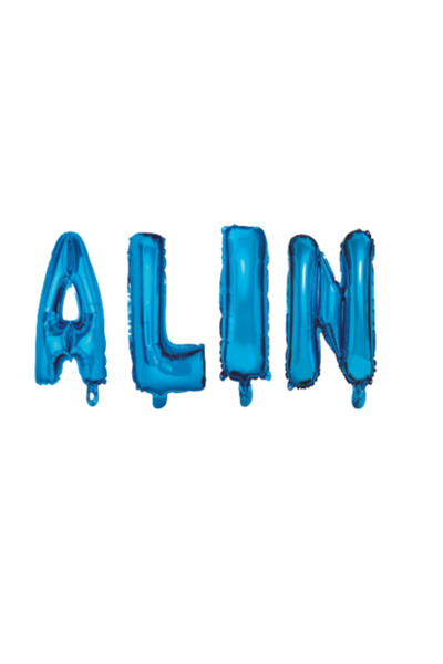 OEM Комплект балони с букви и име Алин, сини, 40 см