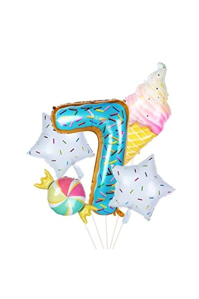 OEM Set baloane, folie gigant cifra 7, inaltime 80 cm, aranjament party baloa...