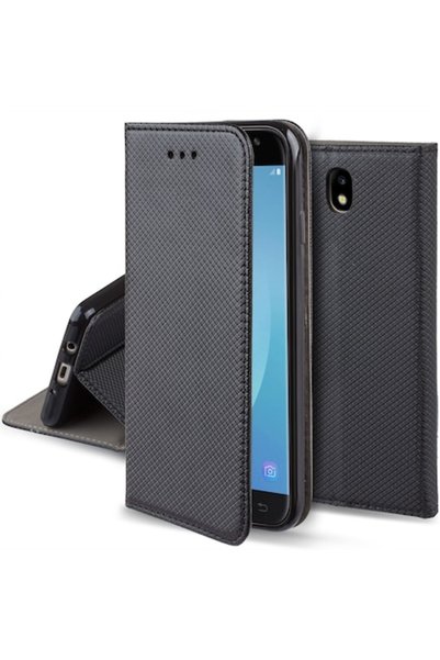 MOOZY Кожен калъф Flip On за Samsung Galaxy J7 (2017), черен