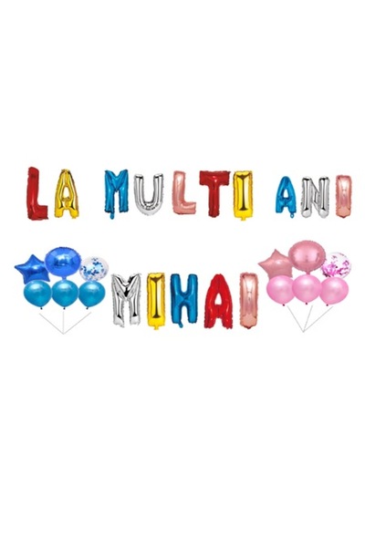 OEM Set Baloane La multi ani Mihai, Cake topper, Multicolor, 35Buc