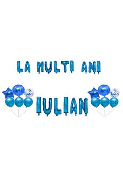OEM Set Baloane La multi ani Iulian, Cake topper, Albastru, 35Buc
