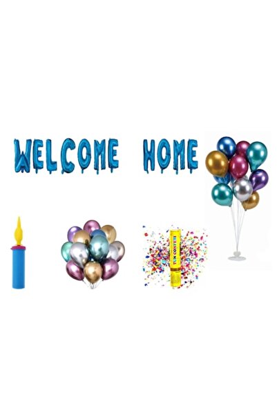 OEM Set Baloane Welcome Home, cake topper, Bucati 72, Albastru