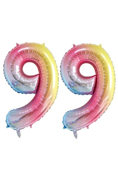 OEM Set 2 baloane folie cifra, ESB, Curcubeu, aniversare 99 ani, 105 cm