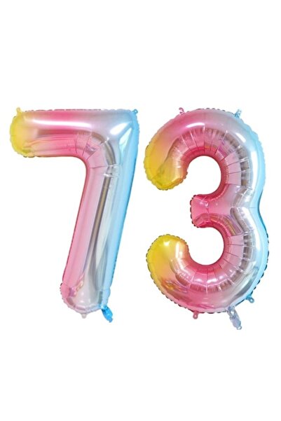 OEM Set 2 baloane folie cifra, DOMI PARTY & GIFTS, Curcubeu, aniversare 73 an...