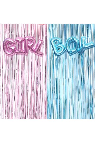 OEM Σετ 2 διακοσμητικές κουρτίνες σε μπλε/ροζ μεταλλικό φύλλο και δύο μπαλόνι...