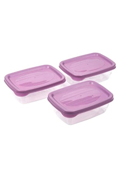 OEM Set 3 food storage containers, plastic, lilac/transparent, 300ml, 12x8x4.5 cm