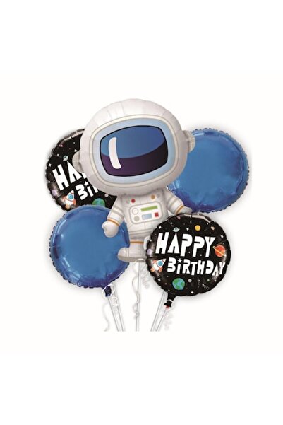 OEM Set 5 baloane folie metalică, astronaut, albastru și negru