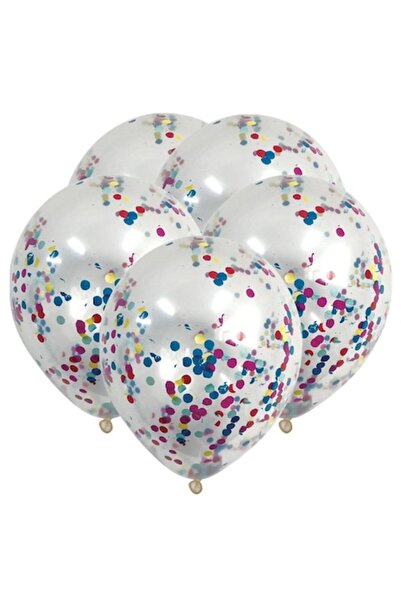 zola Set 5 baloane, Zola®, transparente cu confetti multicolor, 23 cm