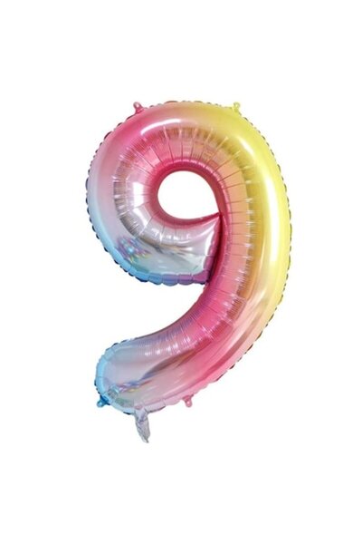 OEM Balon folie, ESB, Curcubeu, numărul 9, 105 cm