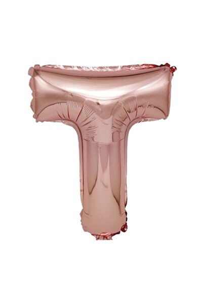 OEM Balon folie metalizată auriu-roz, Mirific Party, litera T, 40 cm, coral, roz