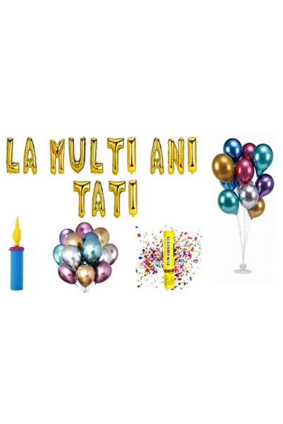 OEM Set Baloane La Multi Ani Tati, Cake Topper Cadou, 75 Buc, Auriu