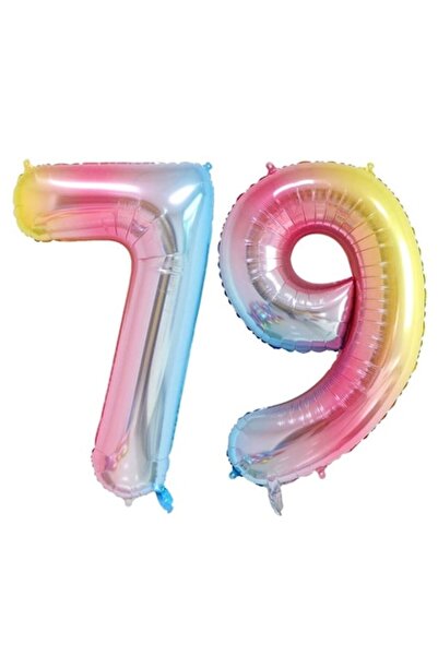 OEM Set 2 baloane folie cifra, ESB, Curcubeu, aniversare 79 ani, 100 cm