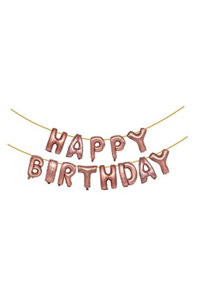 NO BRAND Set baloane folie La mulți ani, auriu roz, 45 cm x 6 m