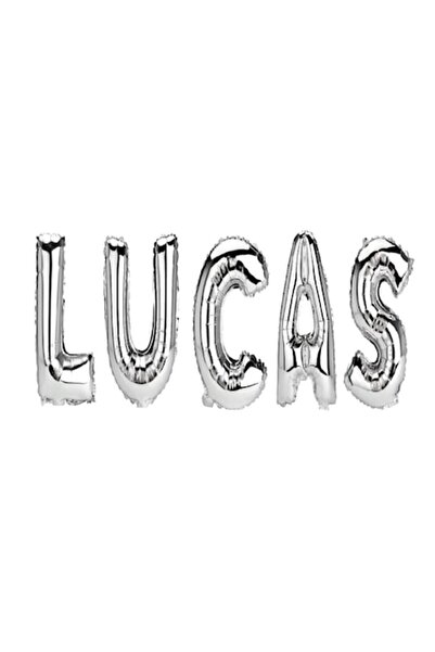 OEM Комплект балони с име „Лукас“, сребърни, 40 см
