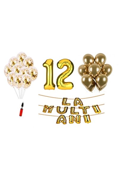 Domi Party & Gifts Set 33 baloane , La mulți ani de 12 ani, numere folie 100 ...