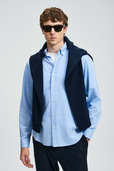 Lufian 112010676 Ανδρικό πουκάμισο Basic Regular Fit Ανδρικό πουκάμισο ΜΠΛΕ