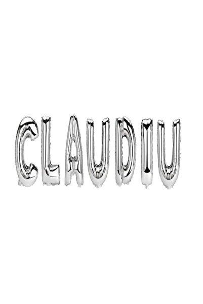 OEM Set of Letter Balloons Name 'Claudiu', Silver, 40 cm