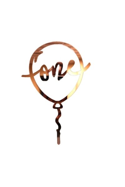 OEM Cake Topper Pentru 1An, Model Ballon, Roz Gold, 10x14cm