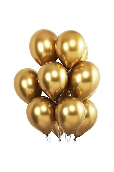 NO BRAND Set 50 baloane cromate, aurii, 30 cm