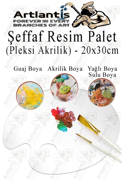 Artlantis Pleksi Akrilik Resim Paleti 20x30 3mm 1 Adet Oval Palet Plastik Şef...