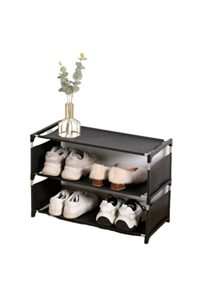 AVA Suport pentru Incaltaminte cu 3 Pozitii, metal, polita textila, 57x28x34cm