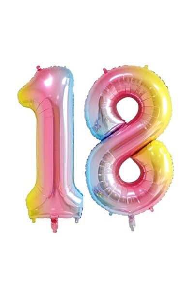 Domi Party & Gifts Set de 2 baloane folie , Curcubeu, Aniversare 18, 100 cm